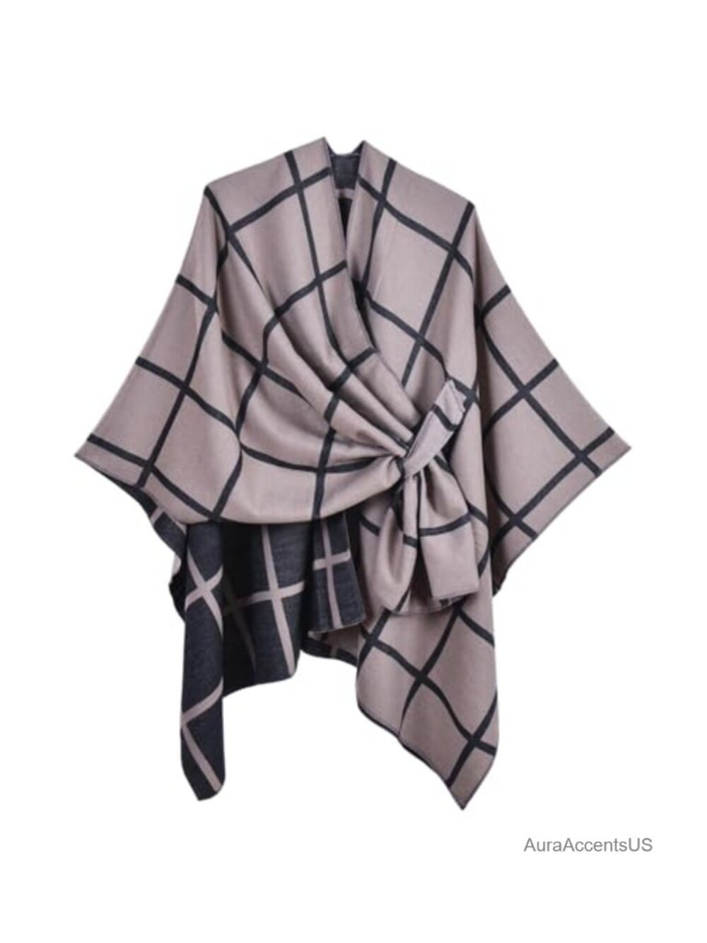 Women's Open Front Oversized Poncho Cape Shawl Wrap Faux Cashmere Blend